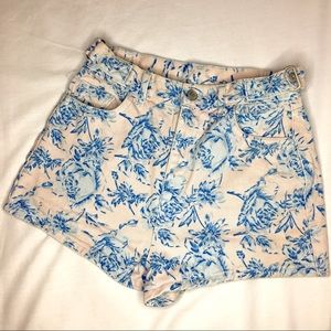 Top Shop Floral High Waist Shorts